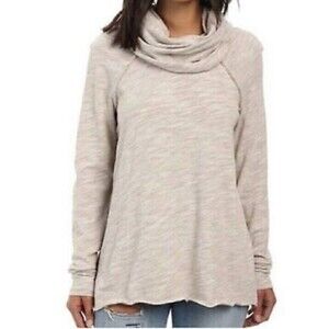 Free People Beach Cocoon Cowl Tunic Sweater OS Slouchy Shirt Casual Trendy Beige